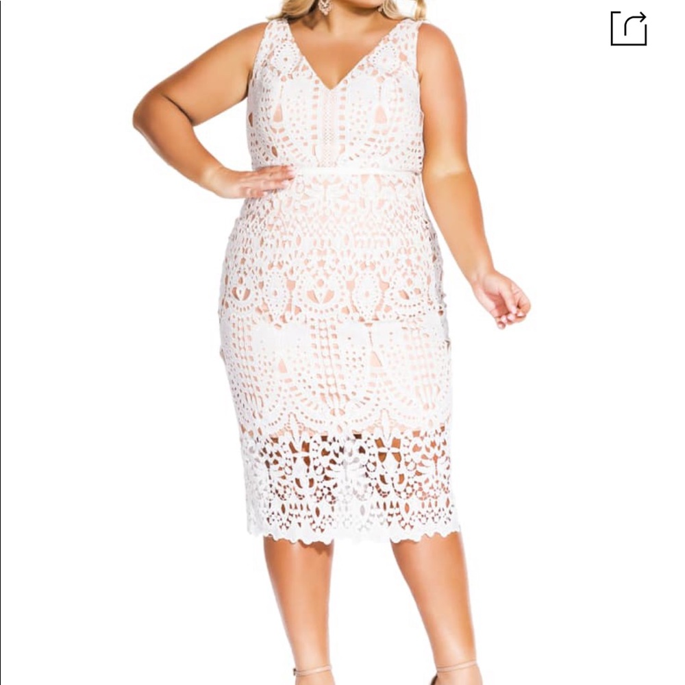 City Chic All Class Dress Ivory Size M (18)